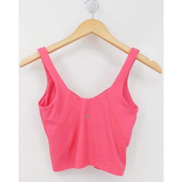 Lululemon Women's Pink Lipgloss V-Neck Align Sleeveless Cropped Tank Top Size 2 - Picture 2 of 4